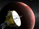 Pluto and the New Horizons spacecraft -- an artist's depiction.